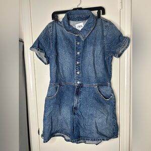 Zara  Blue Denim Romper